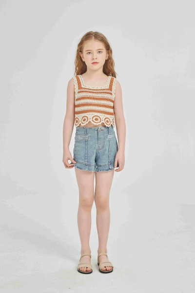 Custom Girls's Crochet Effect With High Quality BCI Cotton/Cashmere Sweater By Chinese Factory