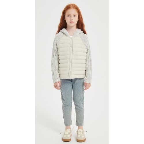 High Quality Kid's Cashmere Down Jacket Features Cable Knit from China Supplier