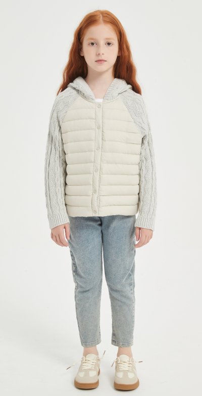 High Quality Kid's Cashmere Down Jacket Features Cable Knit from China Supplier