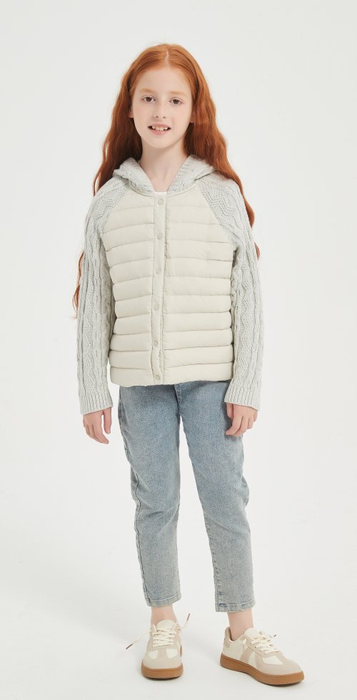 High Quality Kid's Cashmere Down Jacket Features Cable Knit from China Supplier