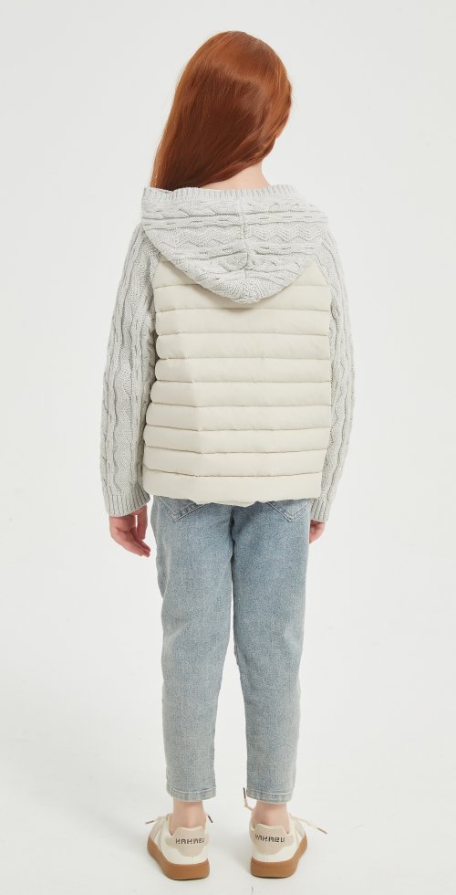 High Quality Kid's Cashmere Down Jacket Features Cable Knit from China Supplier