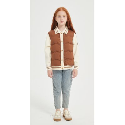 New Design Brown Embroiderd Patchwork Cashmere Down Jacket  from China