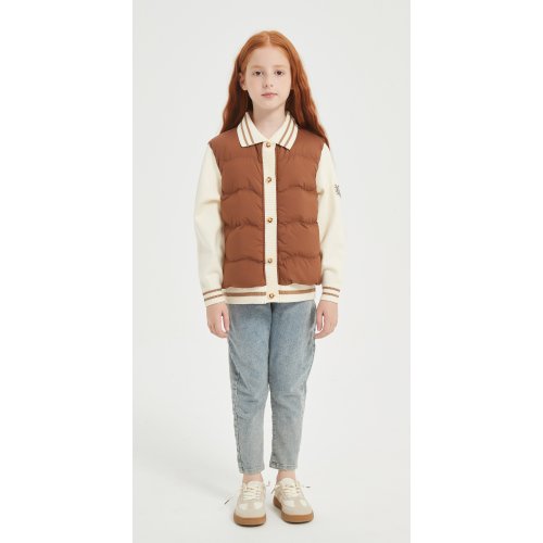 New Design Brown Embroiderd Patchwork Cashmere Down Jacket  from China