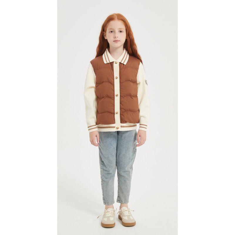 New Design Brown Embroiderd Patchwork Cashmere Down Jacket  from China