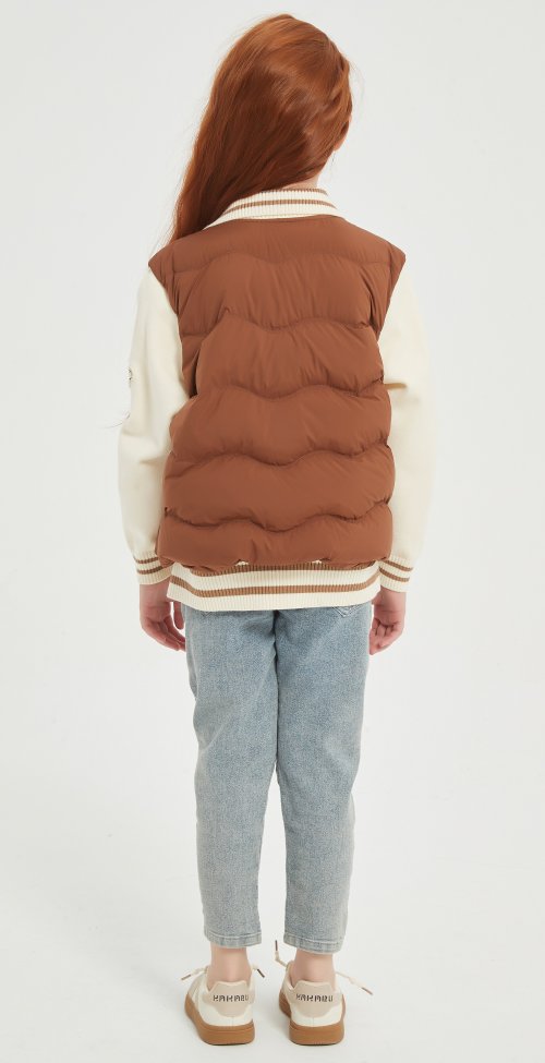 New Design Brown Embroiderd Patchwork Cashmere Down Jacket  from China