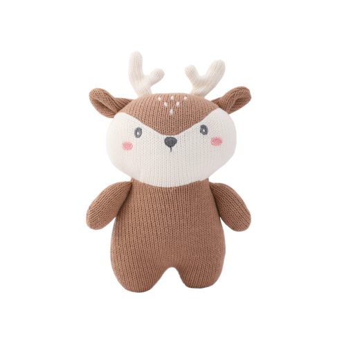 Custom Knitted Deer Musical Baby Soother Plush Toy, Light‑Up Infant Sleep Comforter,private label baby toy
