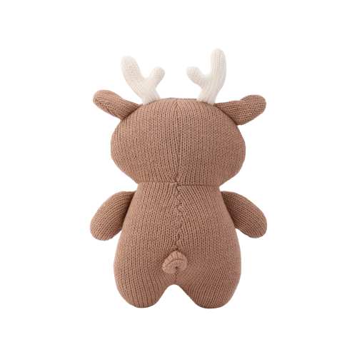 Custom Knitted Deer Musical Baby Soother Plush Toy, Light‑Up Infant Sleep Comforter,private label baby toy