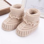 Custom Cashmere Knitted Newborn Booties, Soft Ruffle Baby Knit Slippers baby cashmere knit booties