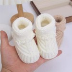 Custom Cashmere Knitted Newborn Booties, Soft Ruffle Baby Knit Slippers baby cashmere knit booties
