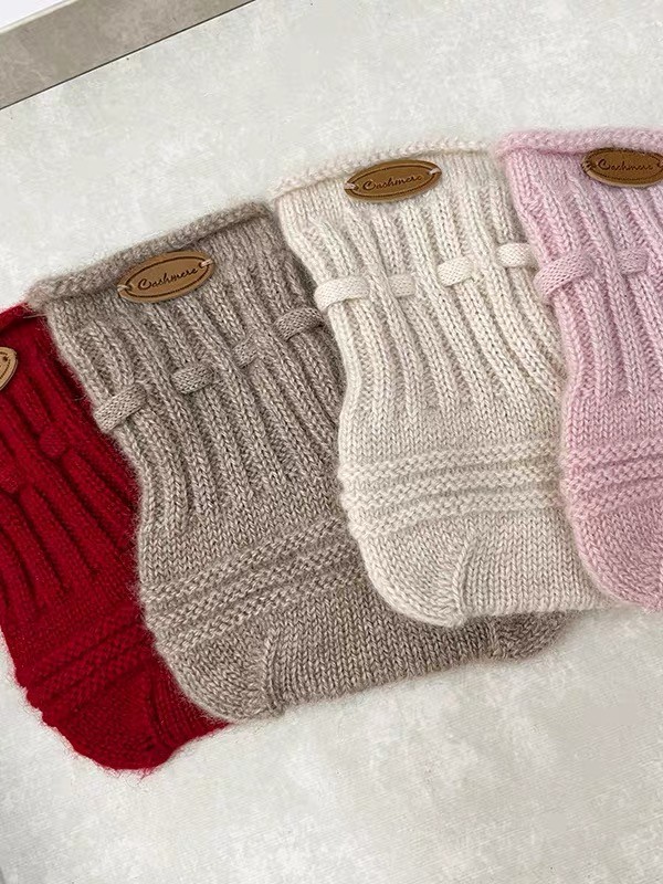 custom cashmere newborn socks, Mid‑Calf Leather Label Baby Knit Socks