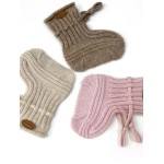 Custom Cashmere Knitted Newborn Socks, Mid‑Calf Leather Label Baby Knit Socks