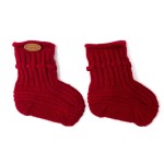 Custom Cashmere Knitted Newborn Socks, Mid‑Calf Leather Label Baby Knit Socks