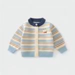 Baby Boys 100% Wool Knit Cardigan,3‑12 Months baby knitwear,Striped Color Block Button‑Up Sweater