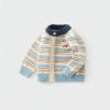 Baby Boys 100% Wool Knit Cardigan,3‑12 Months baby knitwear,Striped Color Block Button‑Up Sweater