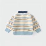 Baby Boys 100% Wool Knit Cardigan,3‑12 Months baby knitwear,Striped Color Block Button‑Up Sweater