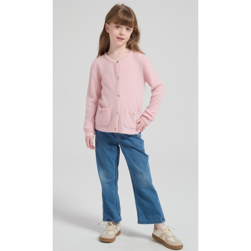 Wholesale Girl's Alpaca Cashmere Cardigan with Pockets From China