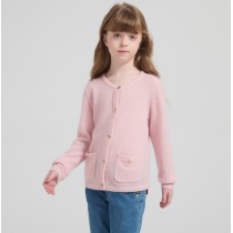 Wholesale Girl's Alpaca  Cashmere Cardigan with Pockets From China