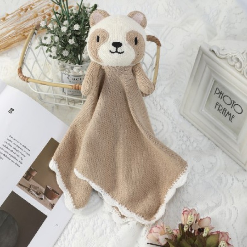 95/5 cotton/cashmere Soft Knitted Raccoon Lovey Comforter