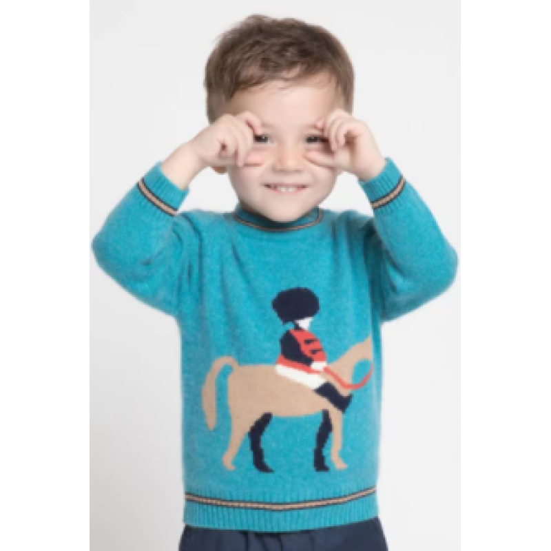 Custom Design Boy Crewneck Cashmere Sweater With Horse Pattern And Round Neck China Vendor