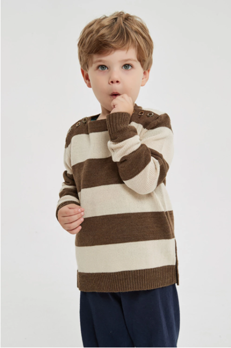 Custom Design Wholesale Boy's Fashion Stripped Round Neck Pure Cashmere Jumper From Chinese Factory