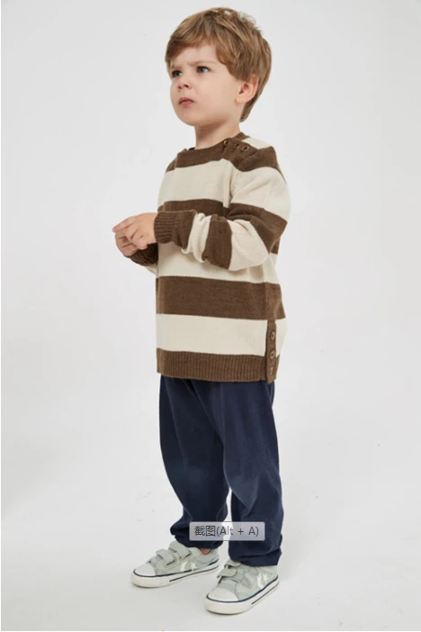Custom Design Wholesale Boy's Fashion Stripped Round Neck Pure Cashmere Jumper From Chinese Factory