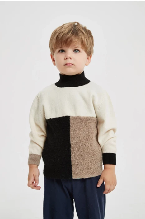 Chinese Wholesale High Quality Boy's Turtleneck Pure Cashmere Pullover Sweater In Multi Colors