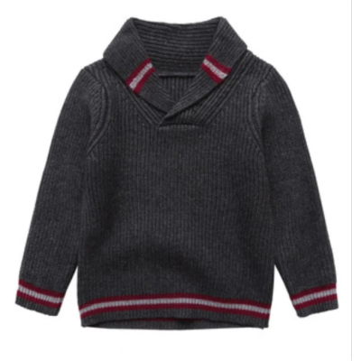 Wholesale Cashmere Bathrobe Collar Sweater With Strip For Boy China Vendor