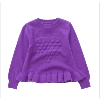 Custom Design Girl Cashmere Round Neck Special Knit Pattern Dress Wholesale