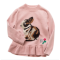 Wholesale Factory Pink Color Cute Girl Cashmere Dress Sweater With Rabbit Pattern