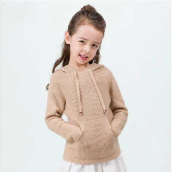 Custom Design Girl Cashmere Round Neck Special Knit Pattern Dress