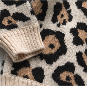 Wholesale girl cashmere pullover sweater with leopard pattern From Chinese vendor