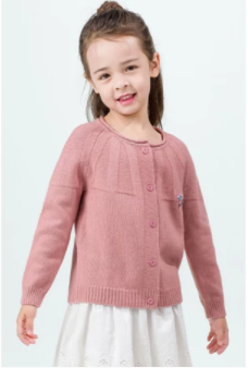Wholesale Pink Color Cute Girl Special Rib Cashmere Sweater With Round Neck China Factory