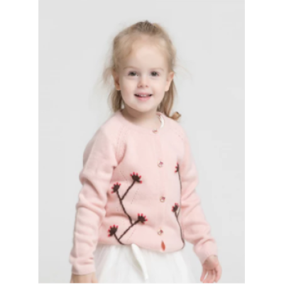 Wholesale Kid Embroidery Pure Cashmere Cardigan For Fall Winter Manufacturer