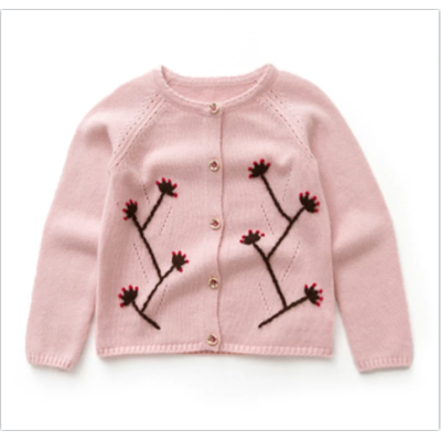 Wholesale Kid Embroidery Pure Cashmere Cardigan For Fall Winter Manufacturer