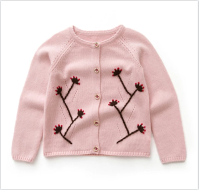 Wholesale Kid Embroidery Pure Cashmere Cardigan For Fall Winter Manufacturer