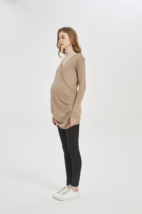 Tricots en cachemire de mode de maternité en gros avec des plis au prix d'usine