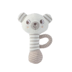 95/5 cotton/cashmere knitted audible baby rattle in bear