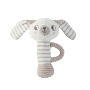 95/5 cotton/cashmere knitted audible baby rattle in rabbit