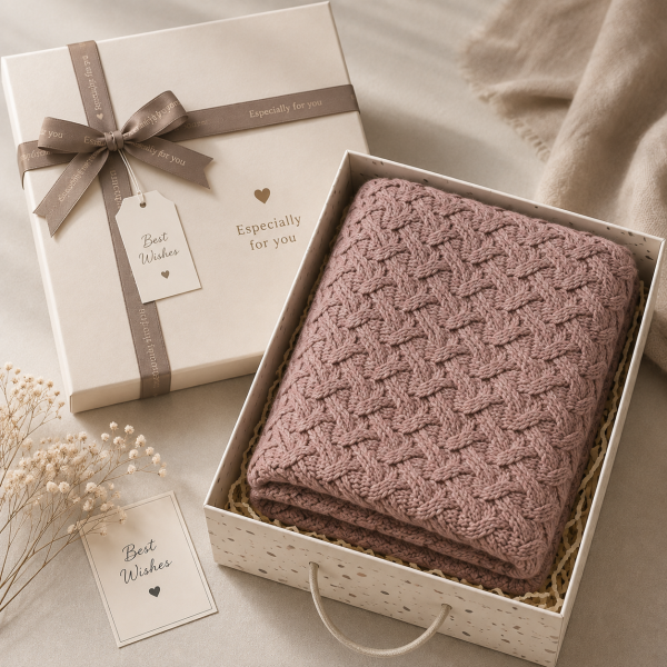 Wholesale 100% Wool Blanket In Brown Color With Cable Knit From Chinese Supplier