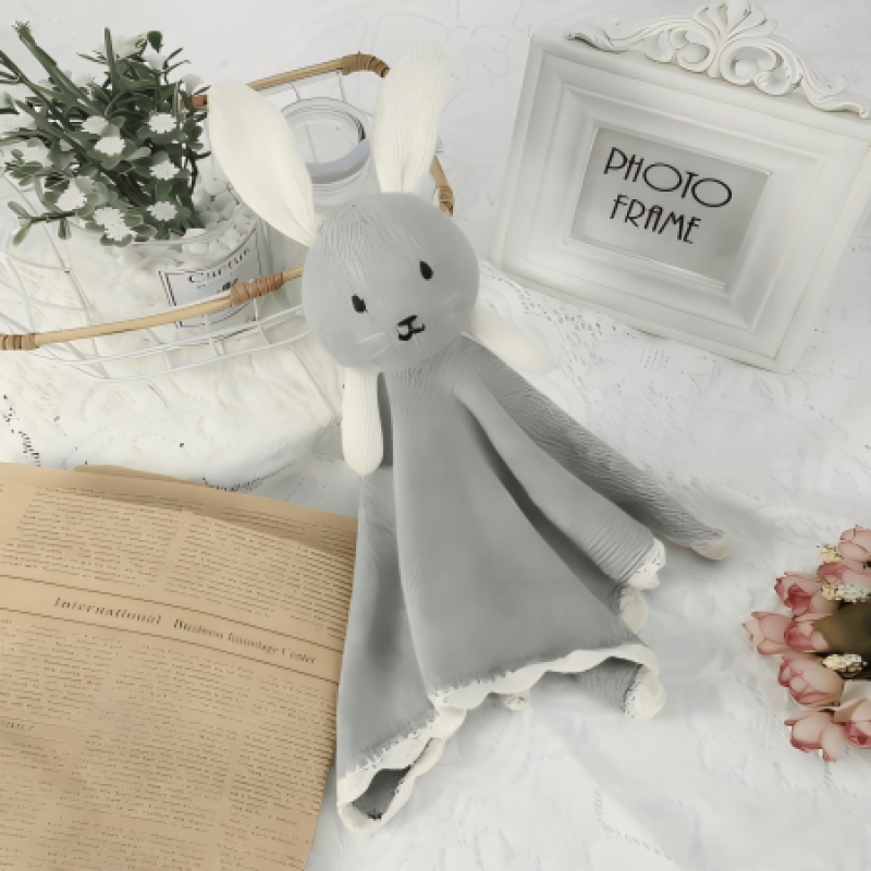 95/5 cotton/cashmere Soft Knitted Bunny Lovey Comforter