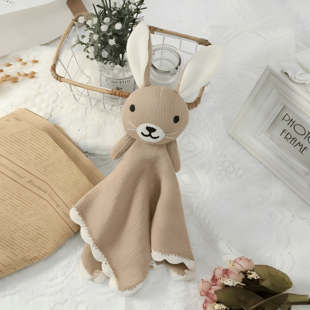 95/5 cotton/cashmere Soft Knitted Bunny Lovey Comforter
