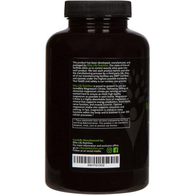 Magnesium Citrate 200mg - Pure, High-Potency, Bioavailable, and Natural Magnesium - Optimum for Stress Relief, Sleep, Relaxation, Constipation, and Brain Support Now - with 180 Capsules
