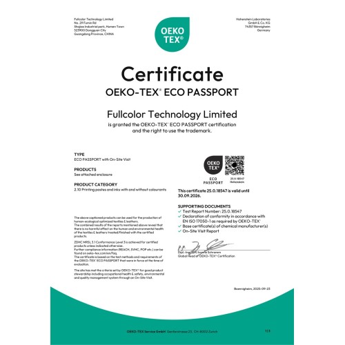 OEKO-TEX ECO PASSPORT Certified DTG Inks: What It Means for Your Textile Printing Business