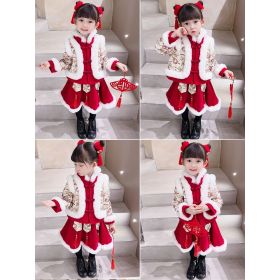 Hanfu girls' winter clothes new year clothes children's Chinese children's clothes Plush Tang clothes children's new year's clothes