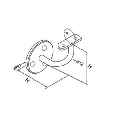 Wall to handrail bracket with smooth corners