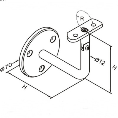 Adjustable handrail bracket with curved slim stem