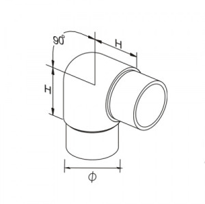 Smooth radius tube connector for round railing 90 degree