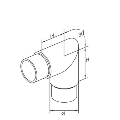 90 degree tube connector for stainless handrail tube