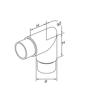 90 degree tube connector for stainless handrail tube