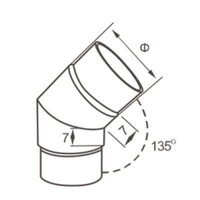 135 degree tube connector for stainless handrail tube
